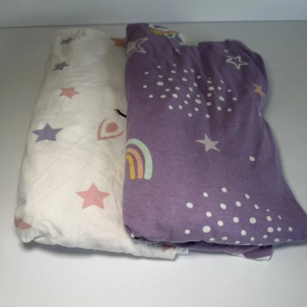 Grow Wild 2 Pack Jersey Knit Fitted Crib Sheets Multicolor Stars Rainbow Unicorn